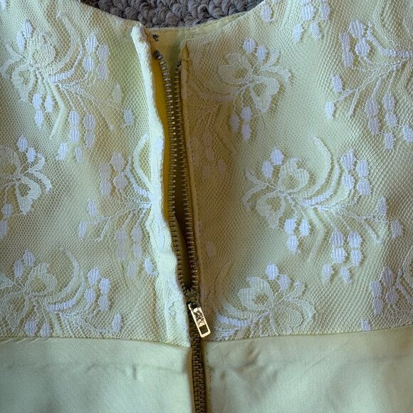 Vintage 1950s Butter Yellow Chiffon Lace Formal Dress | Prom / Party | XS/S - Picture 6 of 9